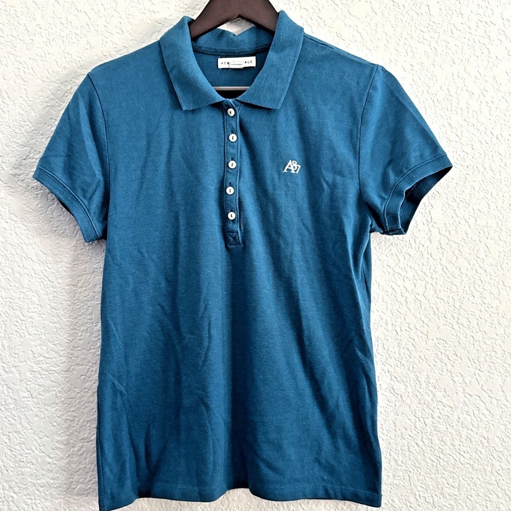 Aeropostale Polo Short Sleeve Shirt Teal Women XL